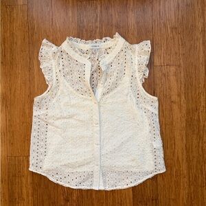 Evereve Eyelet Ruffle Sleeve Blouse - Cream